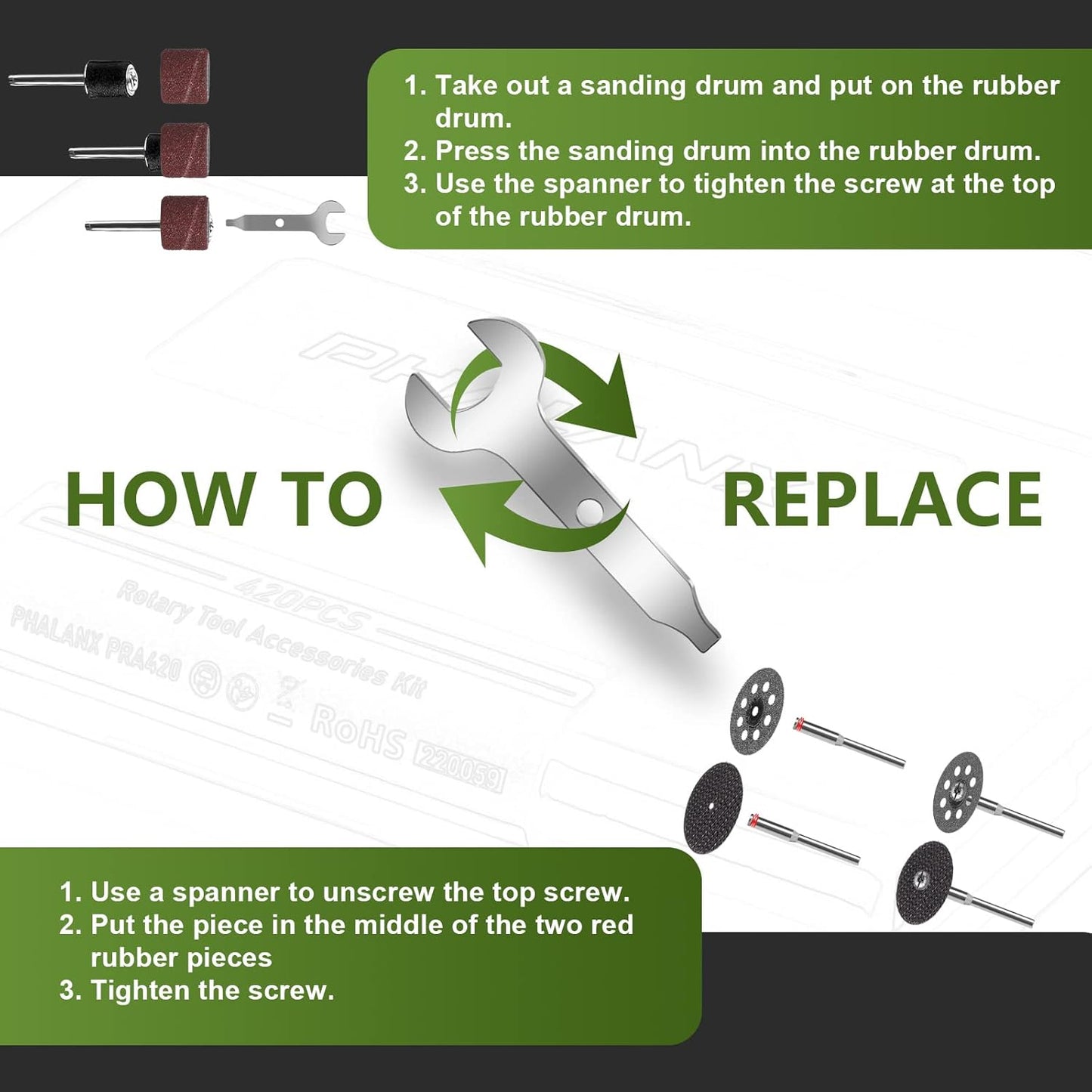Phalanx Rotary Tool Accessory Kit, 420 Pcs Accessories Kit