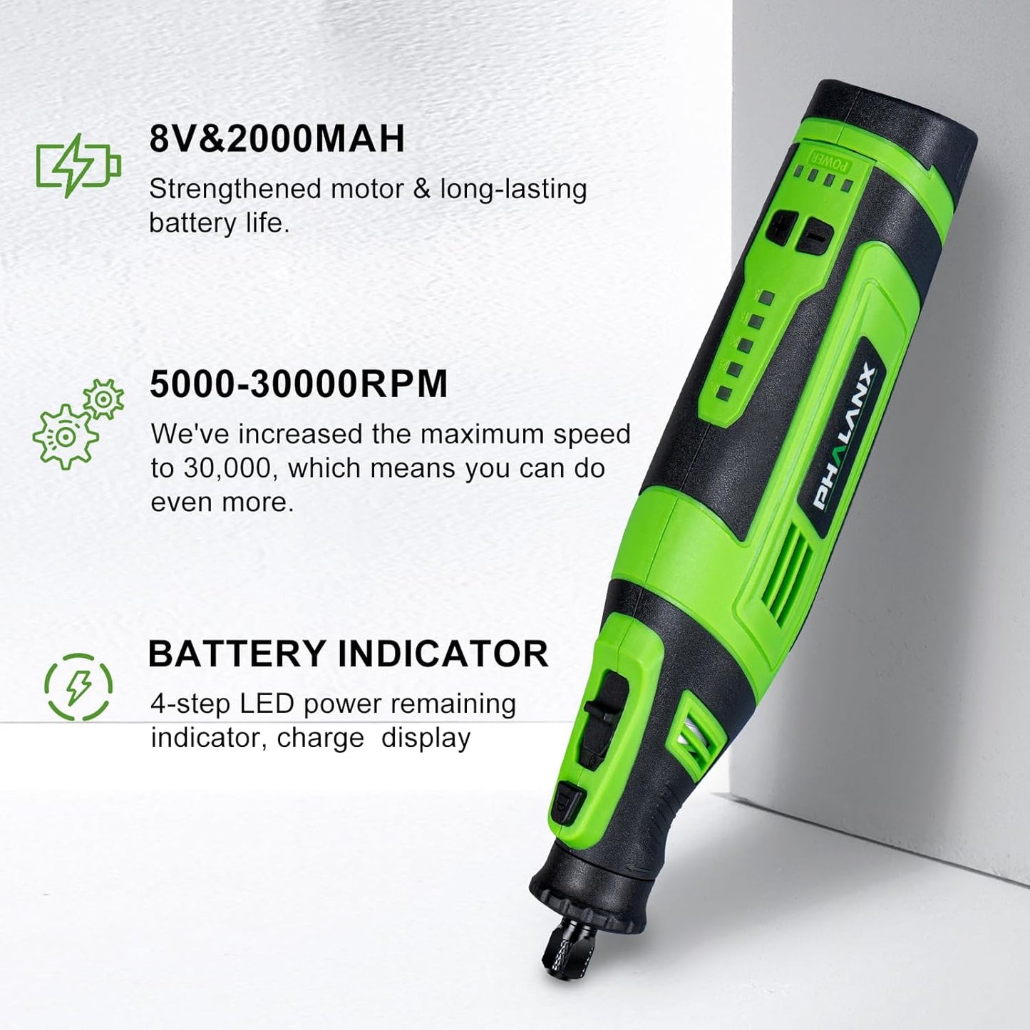 Phalanx 8V Cordless Rotary Tool Kit Multifunctional