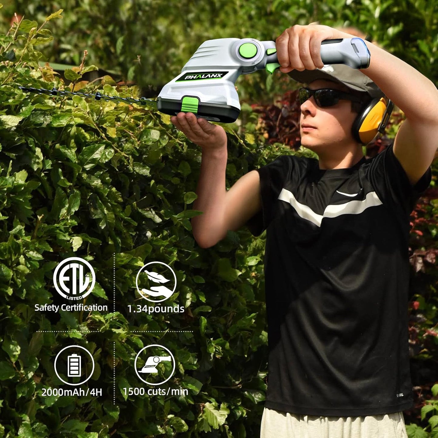 Phalanx Cordless Grass Shears 2-in-1 Handheld Hedge Trimmer
