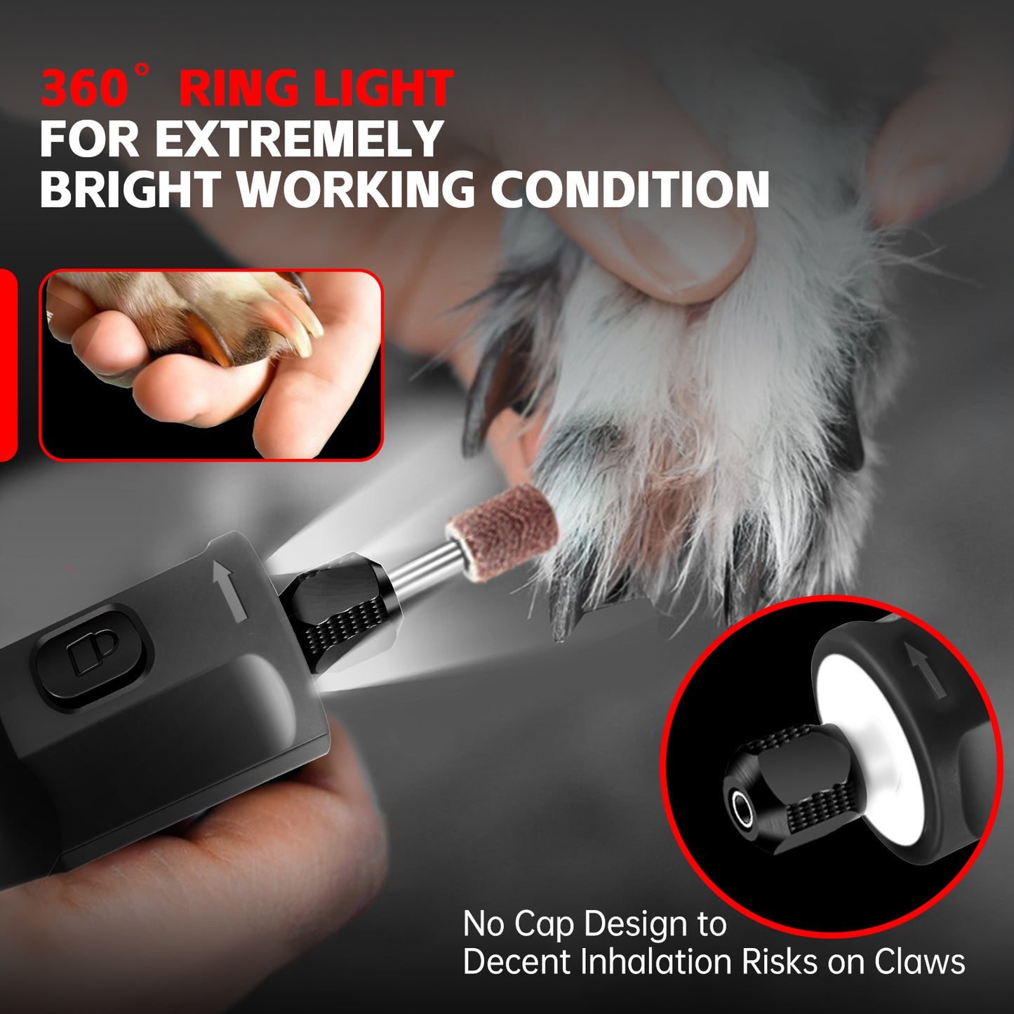 Phalanx Rotary Tool - 3.7V Cordless Rotary Tool Kit LED Ring Work Light（Designed for pets）