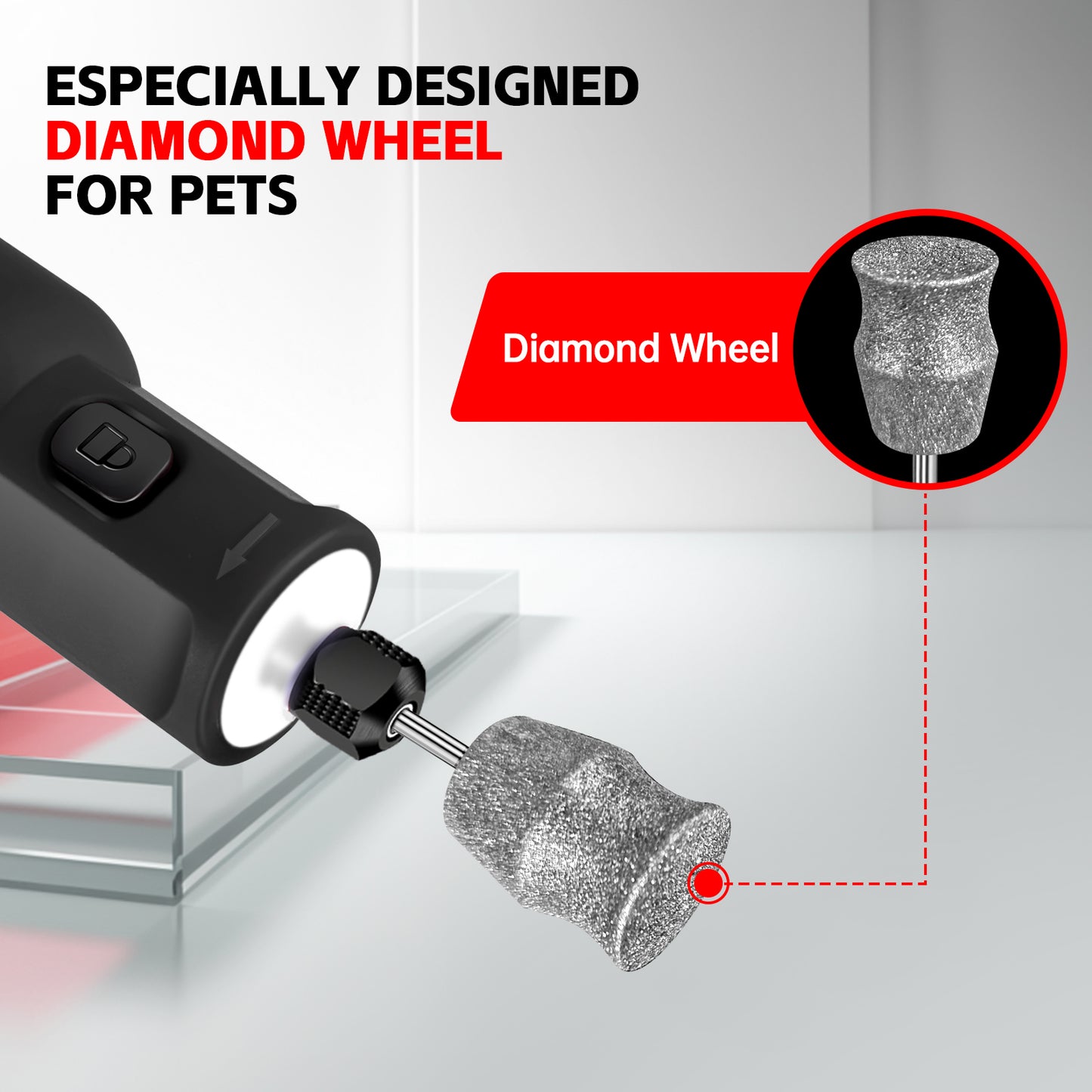 Phalanx Rotary Tool - 3.7V Cordless Rotary Tool Kit LED Ring Work Light（Designed for pets）
