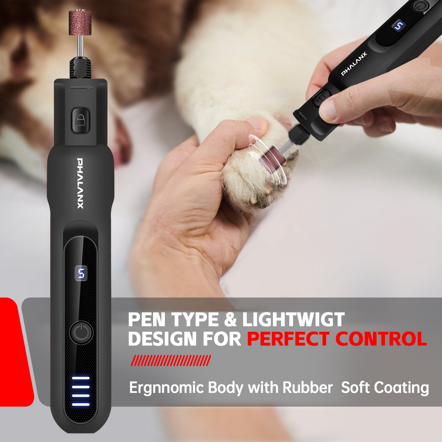 Phalanx Rotary Tool - 3.7V Cordless Rotary Tool Kit LED Ring Work Light（Designed for pets）